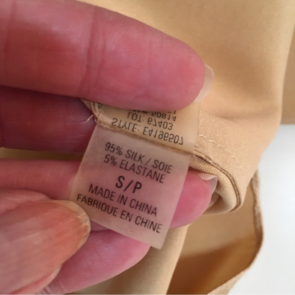 Ellie Tahari Gold Silk Satin Victorian Ruffle sweetheart neckline Camisole top - Picture 10 of 16